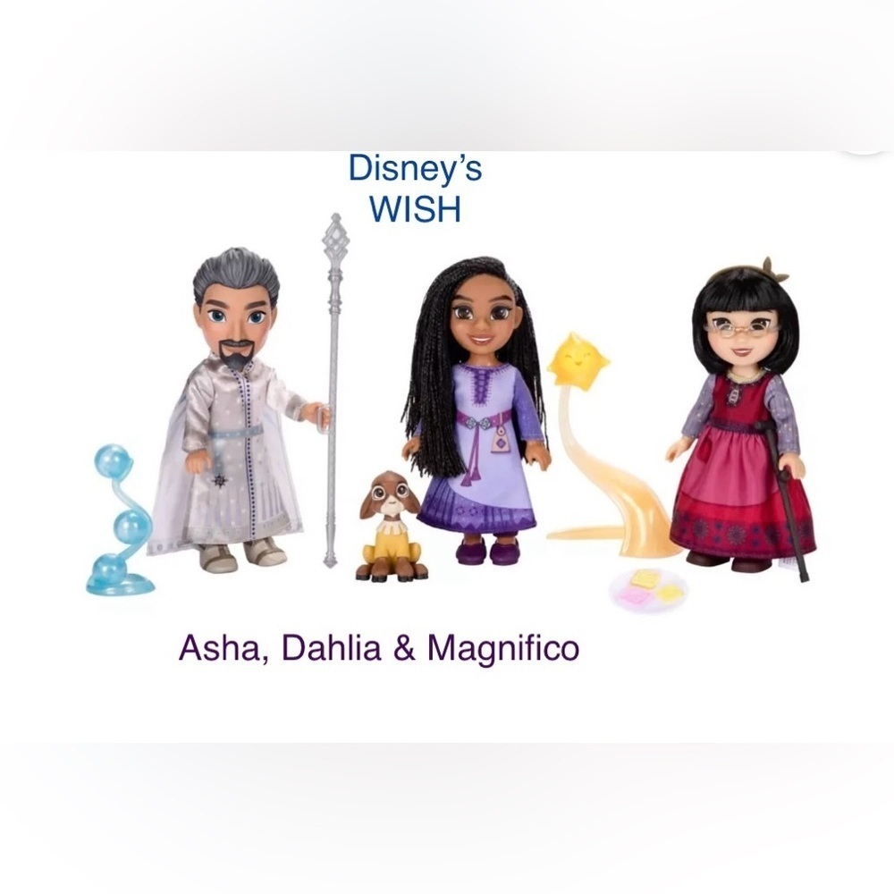 Disney Wish Doll Trio with Purple and Red Outfits